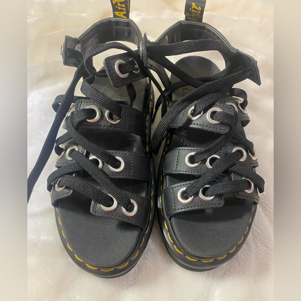 DR. Martens Black Blaire Hardware Leather Strappy Sandals - Picture 3 of 14